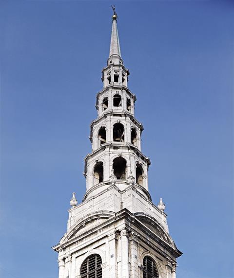 Christopher Wren's Church of St Bride, Fleet Street was added to Historic England's Heritage at Risk Register in 2012 because of concerns about the dangerously crumbling stonework of its famous steeple.