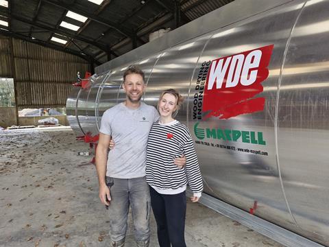 Tom and Polly Bedford with the new Thermo Vacuum System machine which has just arrived at UK Hardwood's South Molton sawmill