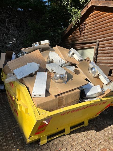 Luminaires in a skip credit David Atkinson 2