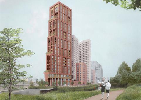 O'Donnell & Tuomey's landmark tower concept for the 600-home residential element of East Bank