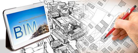 Tablet showing BIM and drawing of BIM models