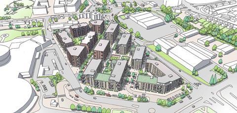 Sheppard Robson's 620-home Romford proposals, drawn up for Affinity Rom Valley