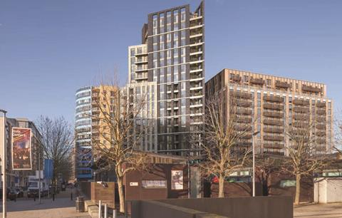 SOM's West End Car Park scheme in Newham, seen from the east
