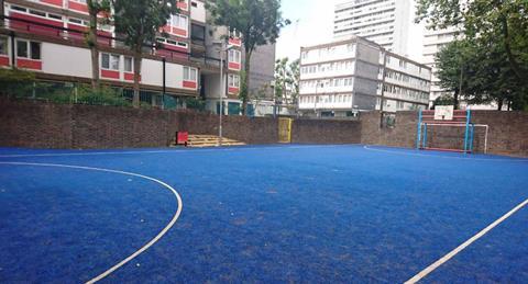 An existing multi-use games area on the Winstanley Estate