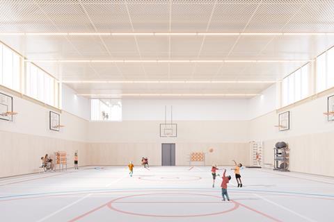 The sports hall that will be incorporated into Stiff & Trevillion's new housing scheme for Kensington & Chelsea council at Barlby Road