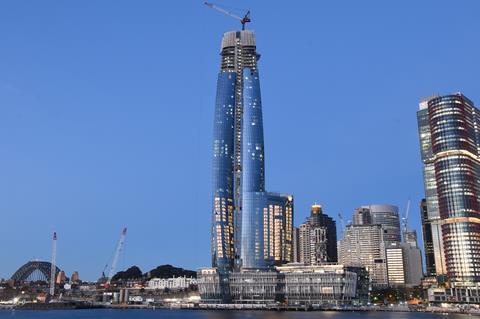 Wilkinson Eyre's Barangaroo building tops out in Sydney_Crown-2