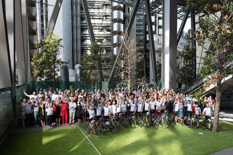 The RSHP VeloVeni riders prepare for the Grand Depart at their own Cheesegrater offices