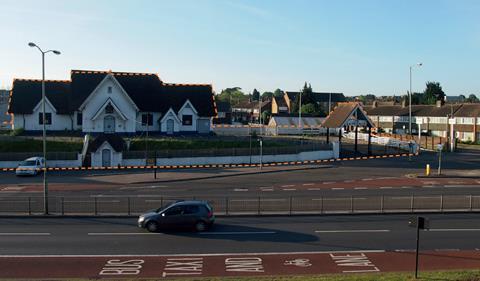 The former St Mary Bredin School in Canterbury - red lines indicate the site