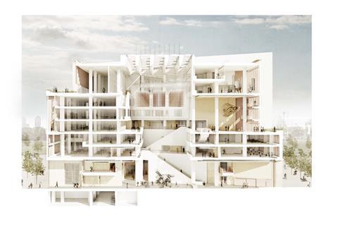 UCL East masterplan by LDA Design - illustrative model of Stanton Williams' Marshgate I