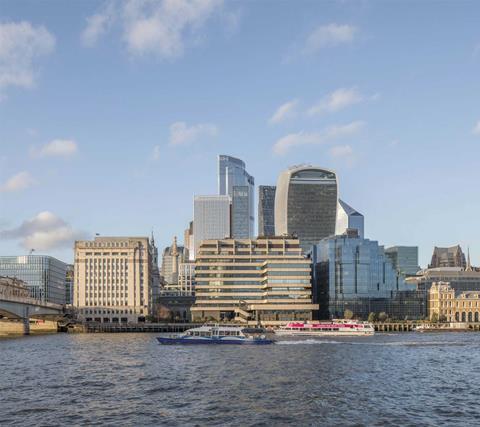 Fletcher Priest proposal for 55 Gracechurch Street office tower in City of London - view from Southwark