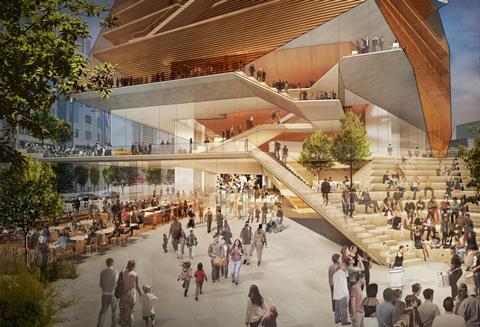 The entrance foyer at Diller Scofidio & Renfro's proposed Centre for Music