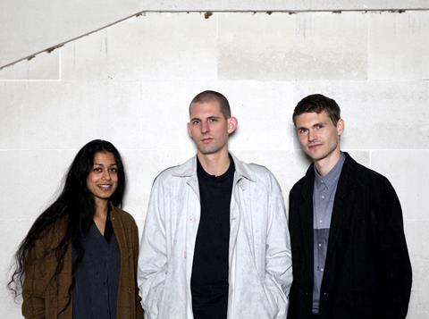 Venice Architecture Biennale - 2016 British Pavilion curatorial team (l-r) Shumi Bose, Jack Self, Finn Williams