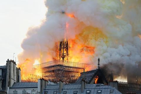 Notre-Dame Cathedral in flame on 15 April, 2019