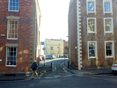 The newly-restored exterior of Castle House in Bridgwater, Somerset, seen from Castle Street 