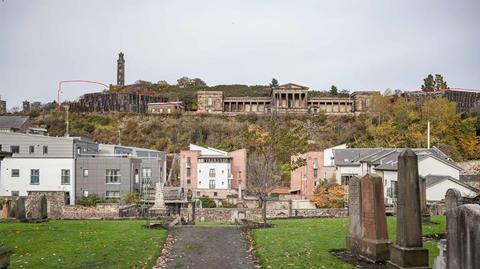 Hoskins Architects revised 2017 proposal for the old Royal High School on Calton Hill in Edinburgh showing the scale of the original plan
