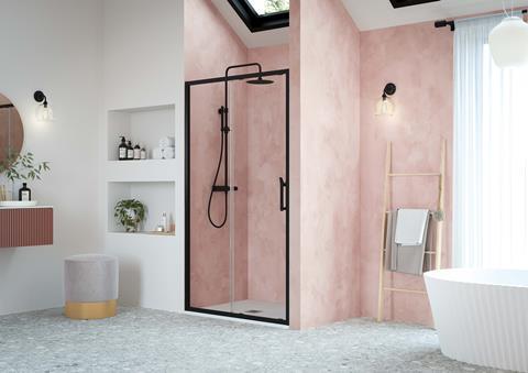 Flair ETO Sliding Door in Alcove - Matte Black