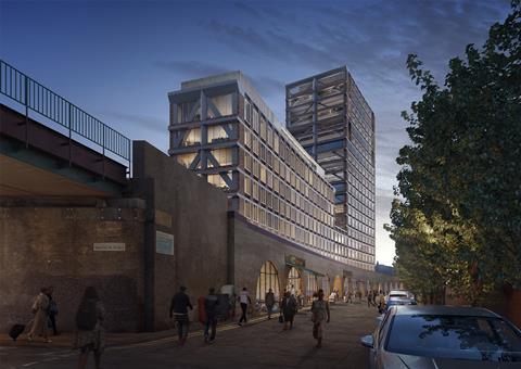 Popes Road Brixton Adjaye Associates tower - view from Brixton Station Road - Sept 2020