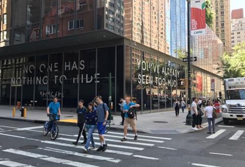 Outside Adjaye Associates' SPYSCAPE museum in New York