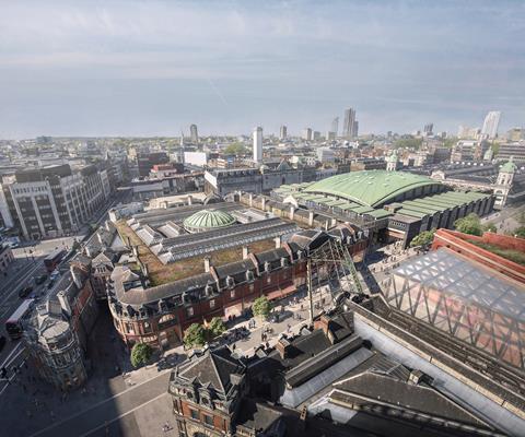 Museum of London_Stanton Williams June 2019_NMT-0.0-190619-AerialVisual_Artistic impression of the view across the buildings from the south west_created by Forbes Massie