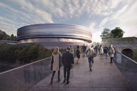 St-Philips-Footbridge-with-arena-and-people