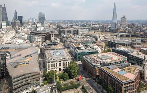 Aerial view of 25 Cannon Street as it currently appears