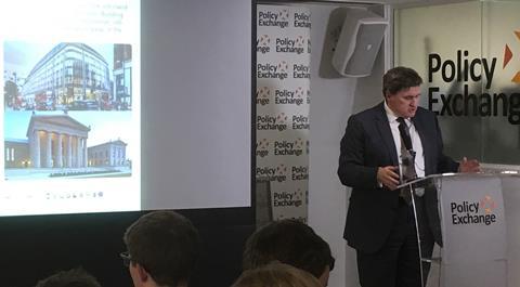 Housing minister Kit Malthouse speaking at Policy Exchange's event on the Building Better, Building Beautiful Commission