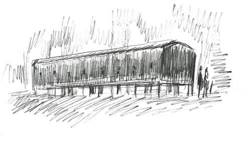 Sketch by Alexander Brodsky for Pavilion 101st km - Further and Everywhere, for Pushkin House