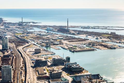 Site overview of Toronto's Eastern Waterfront, which Heatherwick and Snohetta are drawing up plans to develop for Sidewalk Labs
