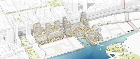 Overview of the Quayside area of Toronto's Eastern Waterfront that Sidewalk Labs is looking to develop with Heatherwick Studio and Snohetta