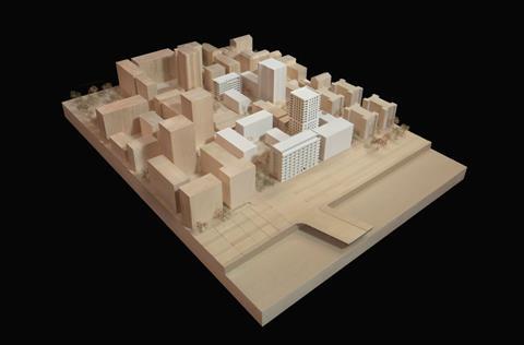 Model of David Chipperfield Architects' Lyon Confluence proposals 
