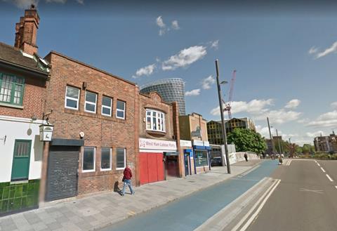 The buildings on Stratford High Street that would be demolished to make way for PLP's latest proposals for The Collective