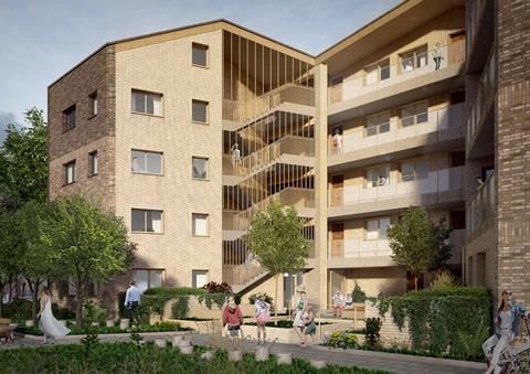 Internal courtyard of Levitt Bernstein's Salisbury Estate proposals