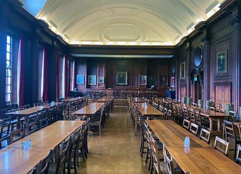 The grade II-listed dining hall at Oxford University's Somerville College