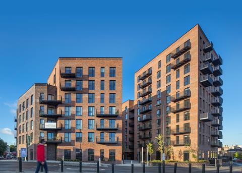 Waugh Thistleton's Dalston Works, the world’s largest CLT building. The 33m-high apartment block in Hackney was completed last year