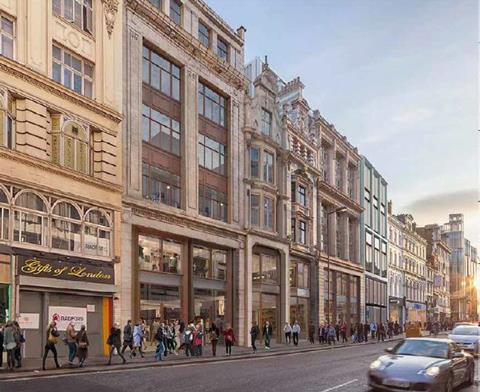 Street-level view of AHMM's Oxford Street proposals