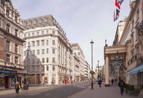 Make's St James's Market proposals seen looking north up Haymarket