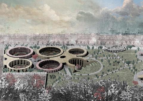 Crematorium - 318 Studio's shortlisted entry for National Grid gasholder base competition