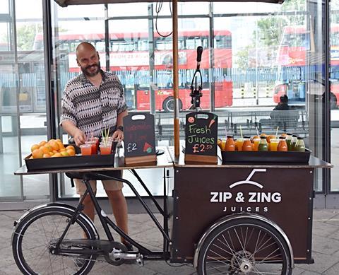 Zip & Zing juices, which has a pitch at London Bridge Station