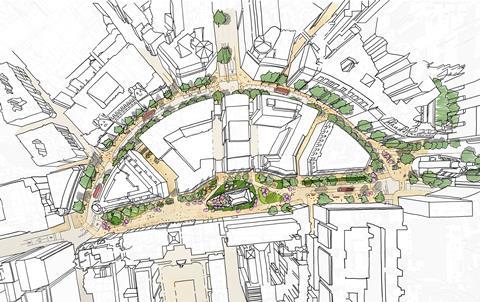 Aerial view of LDA Design's Strand plans