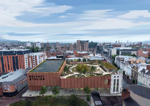 Architectural illustration of what Belfast Stories might look like from North Street aerial view