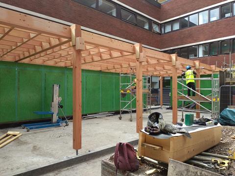Manchester Met robotics lab timber frame installation