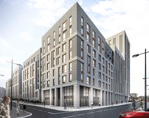 Whittam Cox Architects' Kangaroo Works proposals, seen from the junction of Trafalgar Street and Wellington Street