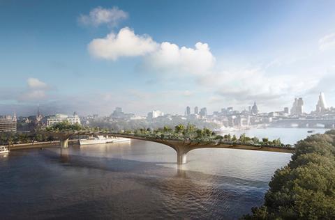 Heatherwick & Arup's Garden Bridge view