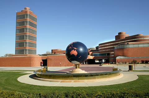 Frank Lloyd Wright's SC Johnson Research Tower and Administration Building in Racine, Wisconsin.