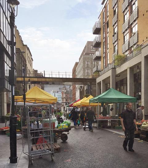 Beamhouse Yard, looking south along Surrey Street, Croydon