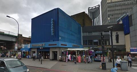 The Coronet Theatre at Elephant & Castle, which – alongside the neighbouring pub and shops – is now covered by an immunity from listing certificate. 