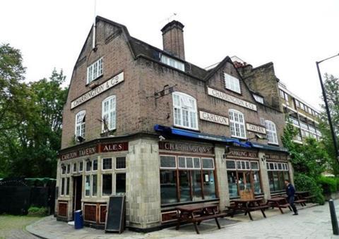 Carlton Tavern in Kilburn before demolition