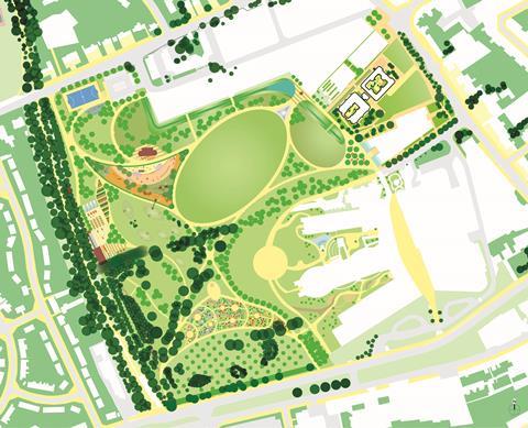 Overall park landscape plan for Cullinan Studio's Alder Hey community cluster