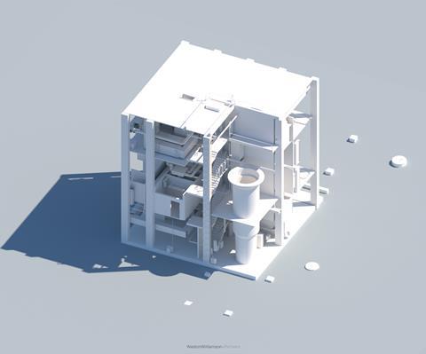 Weston Williamson's proposals for a new ceramic-tile clad ventilation shaft and substation for the Northern Line, drawn up in conjunction with William Matthews Associates