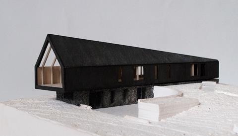 Model of Studio Bark's Black Barn country-house-clause scheme at Dallinighoo in Suffolk